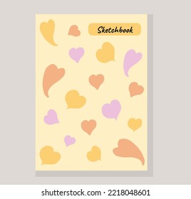 Cute cover the sketchbook, notebook, design of children books, brochures, templates for school diaries. Vector illustration