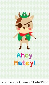 cute cow ahoy pirate poster