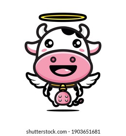 cute cow angel character design