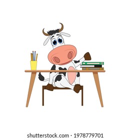 cute cow animal cartoon study
