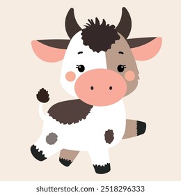 Cute cow, Animal character cartoon vector illustration for baby,children,kid.Graphic​ designs​ for print ,textile, fabric