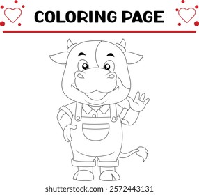 cute cow animal coloring page for kids