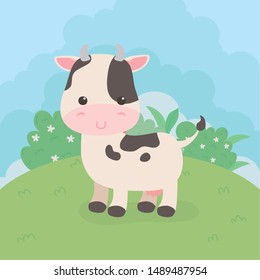 cute cow animal farm character