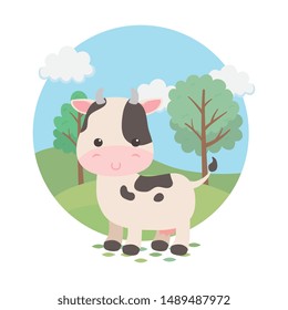 cute cow animal farm character