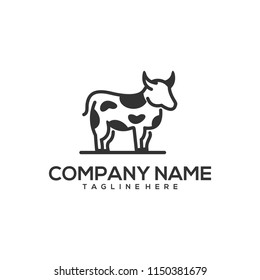 cute cow art logo design