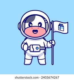 Cute Cow Astronaut Holding Milk Flag Cartoon Vector Icon
Illustration. Animal Science Icon Concept Isolated Premium
Vector. Flat Cartoon Style