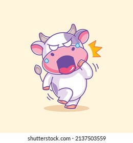 A cute cow is being surprised