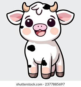 cute cow with big eyes and happy face