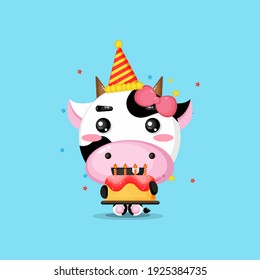 Cute Cow Brings Birthday Cake