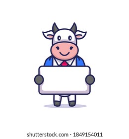 Cute Cow In A Business Suit Working Style