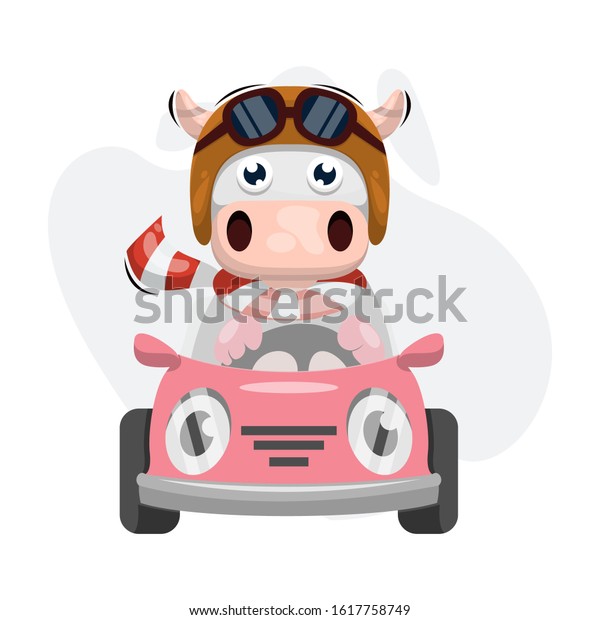 Cute Cow Car Cartoon Vector Stock Vector (Royalty Free) 1617758749 ...