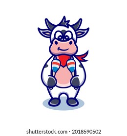 cute cow cartoon animal holding a maracas