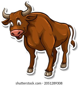 A cute cow cartoon animal sticker illustration