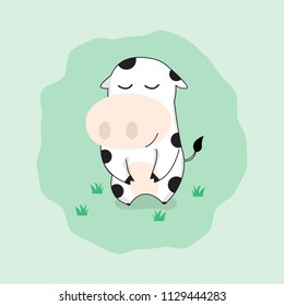 Cute cow cartoon character. Happy funny cow T-shirt graphics vector illustration eps10.