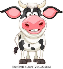 Cute cow cartoon character illustration
