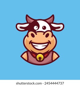 Cute cow cartoon character logo