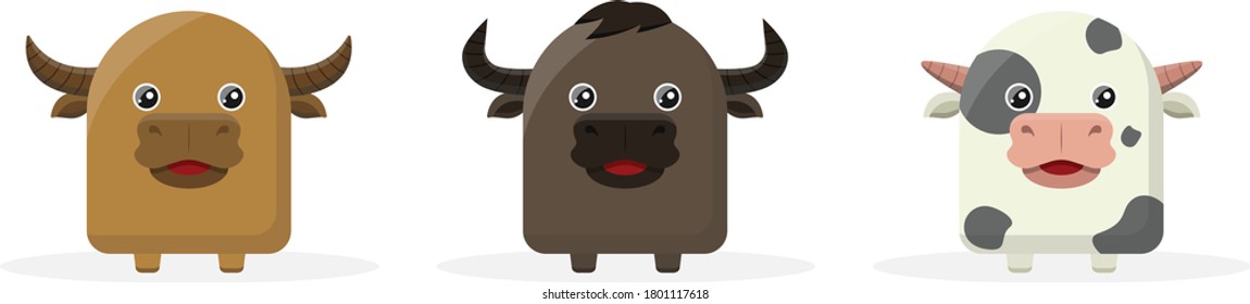 cute cow cartoon character mascot