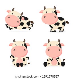Cute Cow Cartoon Character Vector Illustration Stock Vector (Royalty ...