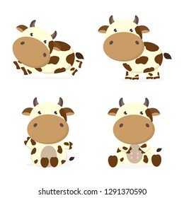 Cute cow cartoon character vector illustration 