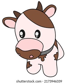 Cute cow cartoon character vector