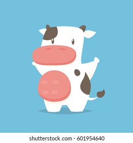 Cute cow cartoon character vector