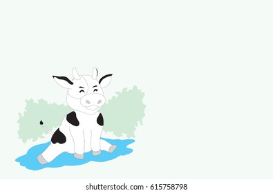 cute cow cartoon character vector format