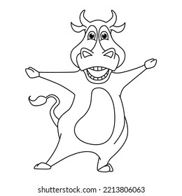 Cute cow cartoon characters vector illustration. For kids coloring book.