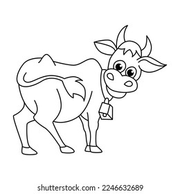 Cute Kuh Cartoon Zeichen Vektorgrafik. Für Kinder Farbbuch.