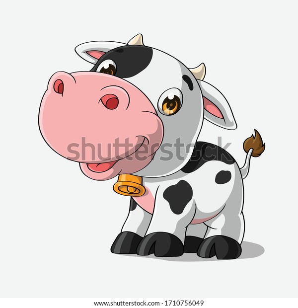 Cute Cow Cartoon Hand Drawn Stock Vector (Royalty Free) 1710756049 ...