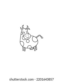 cute cow cartoon line art vector isolated on white background. Cow Coloring Page Isolated for Kids. for home decor such as posters, wall art, tote bag, t-shirt print, sticker, mobile case