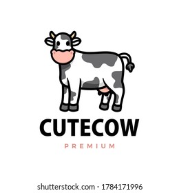 cute cow cartoon logo vector icon illustration