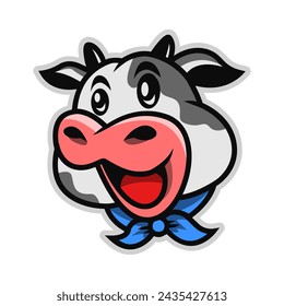 cute cow cartoon mascot logo
