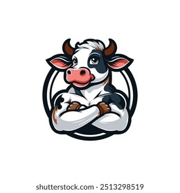 Cute cow cartoon mascot logo vector