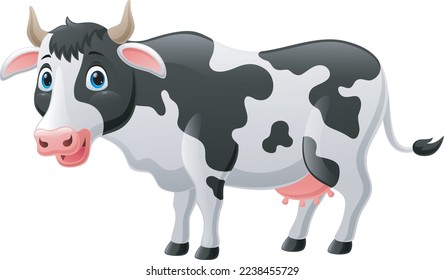 Cute cow cartoon on white background