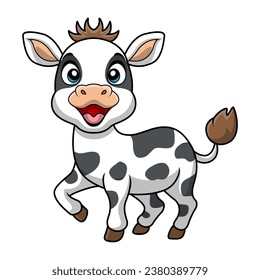 Cute cow cartoon on white background