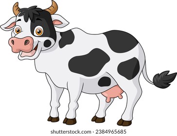 Cute cow cartoon on white background