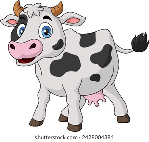 Cute cow cartoon on white background