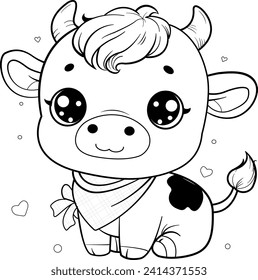 Cute Cow cartoon outline, hand drawn vector art, hand drawn illustration,
Can used to make coloring page
or pictures to decorate the event