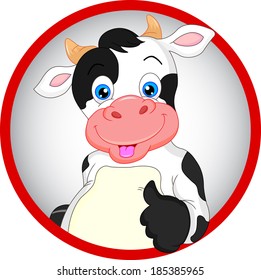cute cow cartoon thumb up