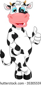 cute cow cartoon  thumb up