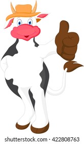 cute cow cartoon thumb up