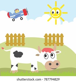 cute cow cartoon vector