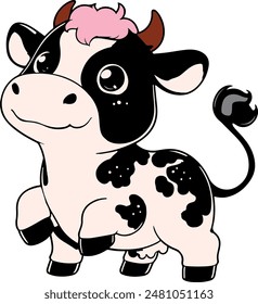 Cute cow cartoon vector icon