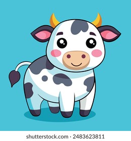 Cute Cow Cartoon Vector Icon Illustration.