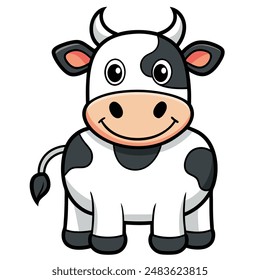 Ilustración de Vector de dibujos animados de vaca linda.