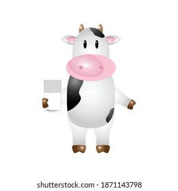 Cute Cow Cartoon Vector Illustration