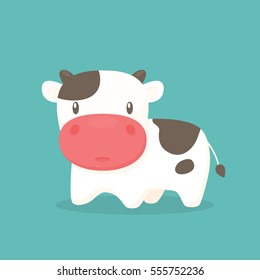 Cute cow cartoon vector isolated