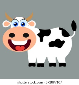 Cute cow cartoon vector isolated