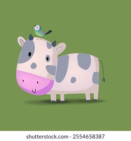 Cute cow, cattle cartoon icon character maskot vector illustration collection. Isolated on background.