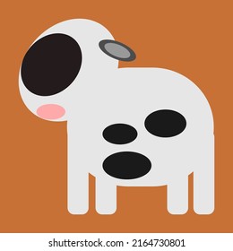 cute Cow , cattle livestock flat icon white cow with black motif illustration good for our element design web ui, presentation, poster, banner. 